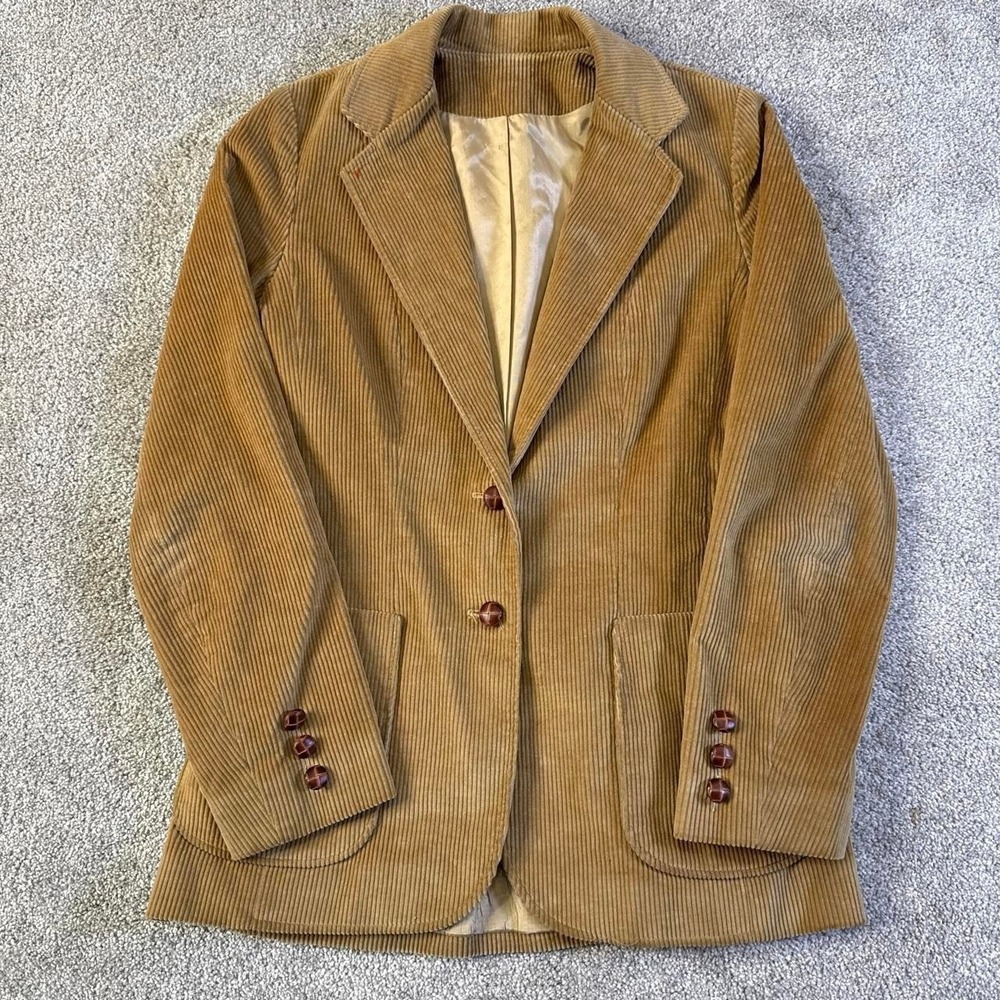 True Vintage 1970s Larry Levine Tan Corduroy Blazer USA Women's Small Jacket